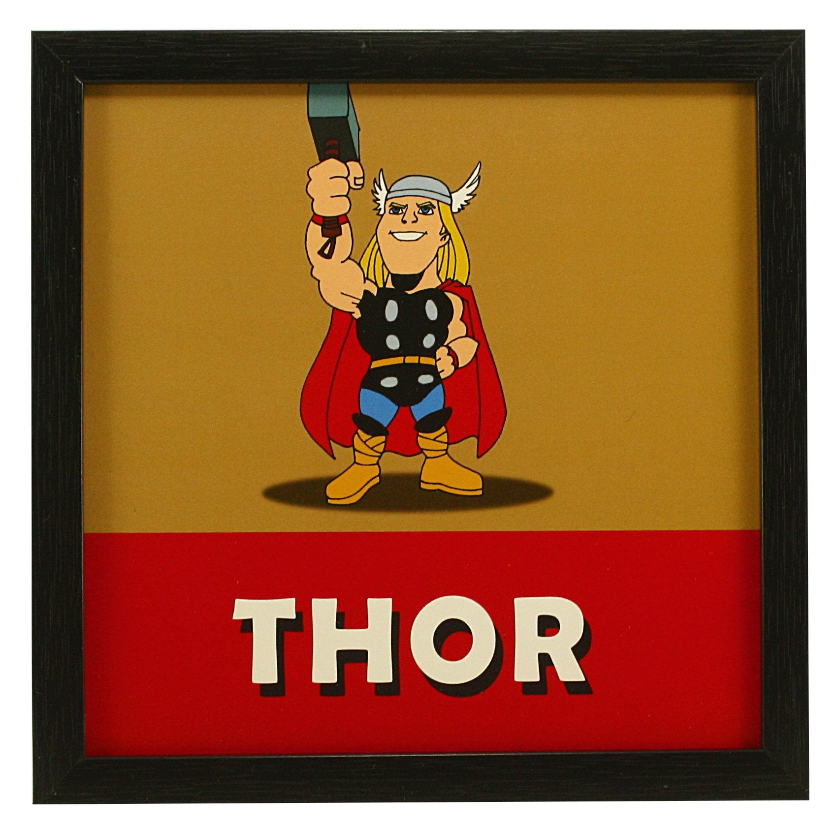 Indianara 4 Piece Set of Framed Wall Hanging Kids Room Decor Iron Man Hulk Thor Captain America Art Prints 8.7 INCH X 8.7 INCH W